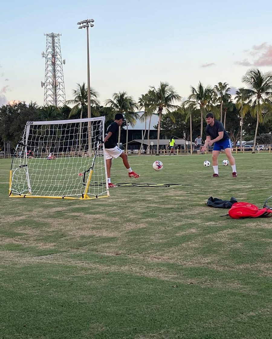 Agility ladder and rebounder drill during a private session